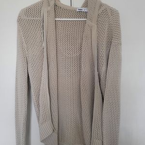 Ziper jacket with see through knited fabric